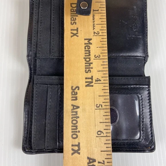 Fossil Black Genuine Leather Patchwork Studded Bifold Wallet - Picture 8 of 15